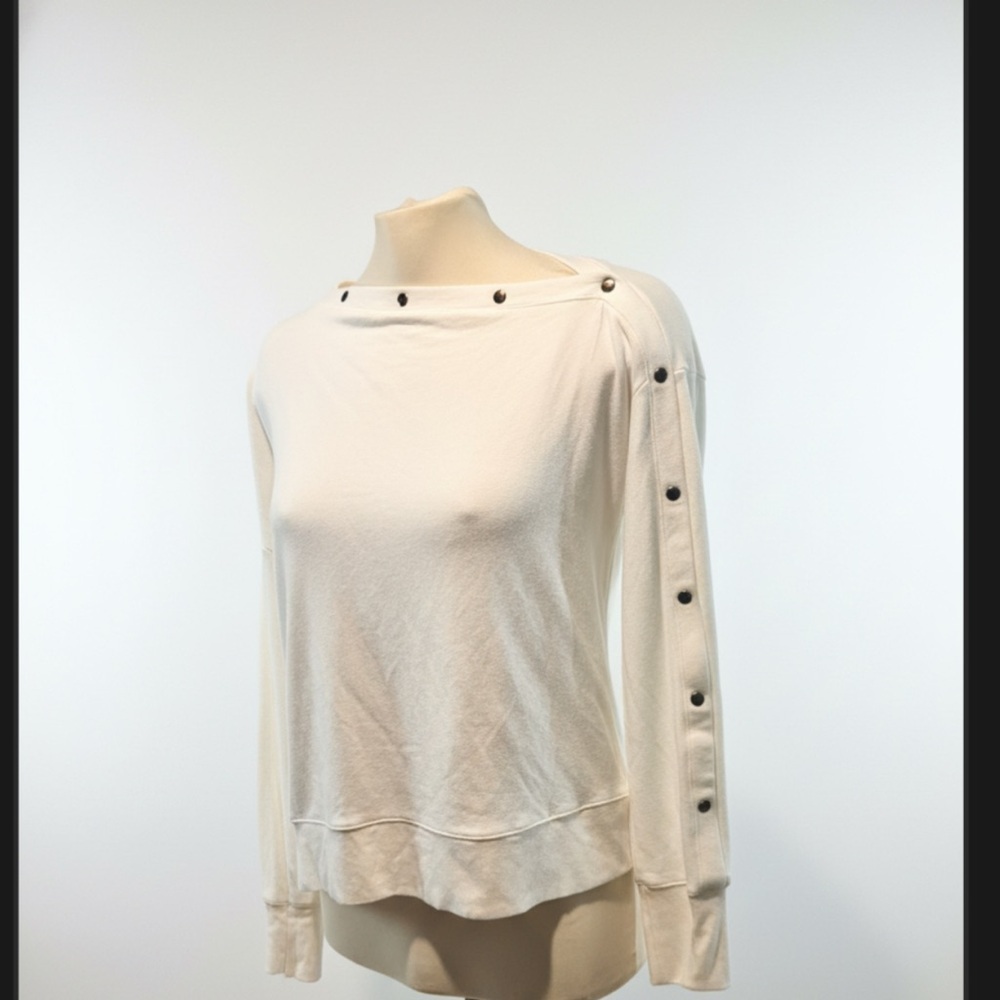 Red Haute Extremely Soft Cream Button-Accent Warm Top - Picture 2 of 4
